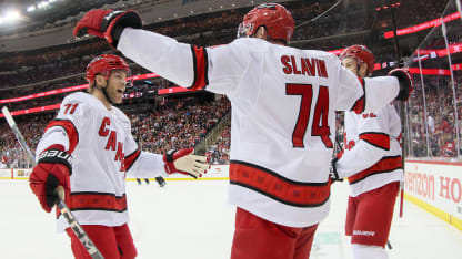 Slavin fires it in